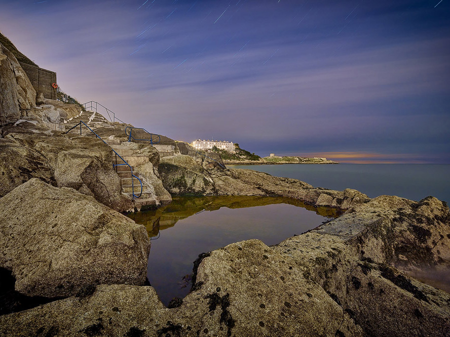 Vico Baths, Dalkey, long exposure night time photo