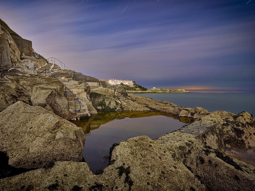 Vico Baths, Dalkey, long exposure night time photo