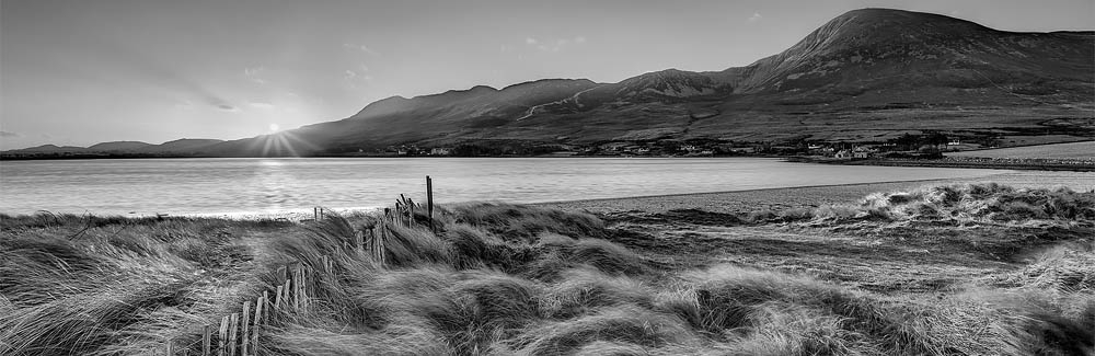 Thornhill Strand County Mayo croagh patrick black and white photo