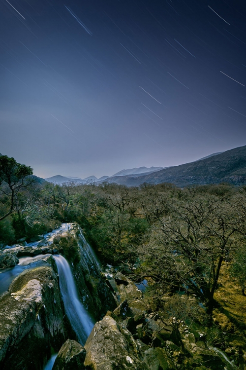 Tower Wood Star trails photo Crinnagh waterfall