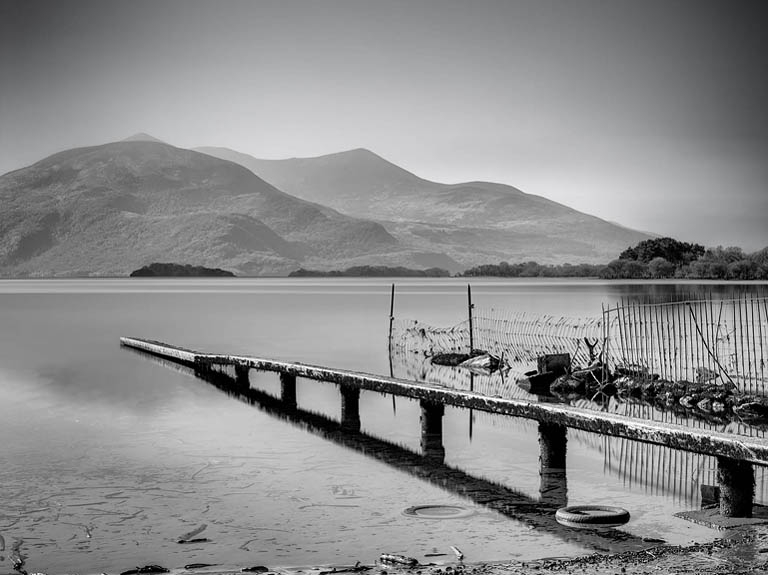 Lough-Leane-Killarney-long-exposure-photo-black-and-white-landscape-photo