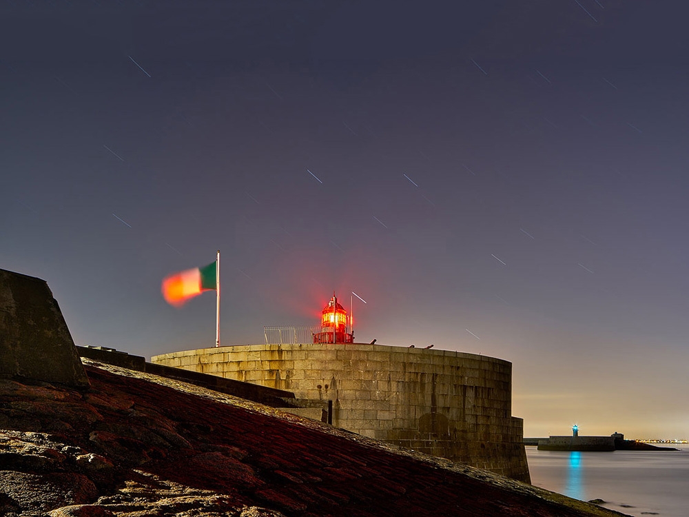 Dublin nightscape Dun Laoghaire Pier Lighthouse