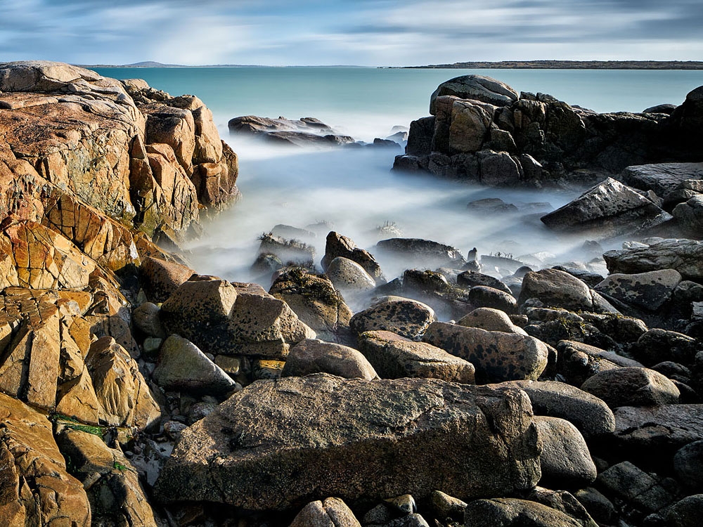 long exposure photo Roundstone beach connemara