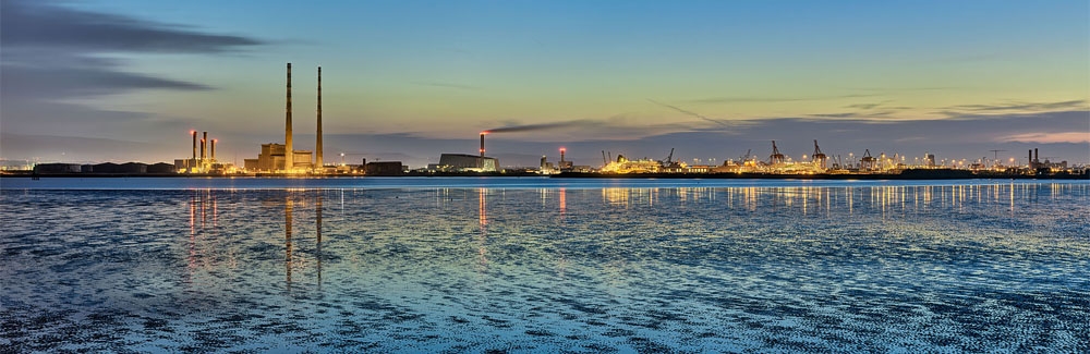 Bull island at Dusk with a view to dublin port