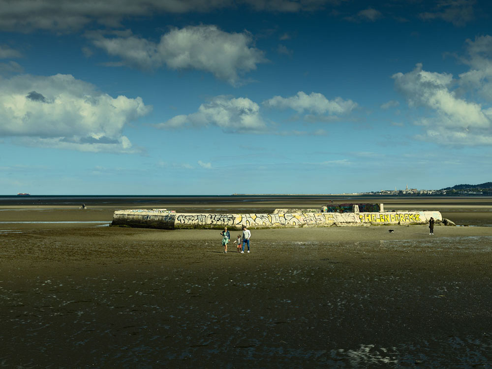 The tide is completely out at Sandymount Strand in Dunblin