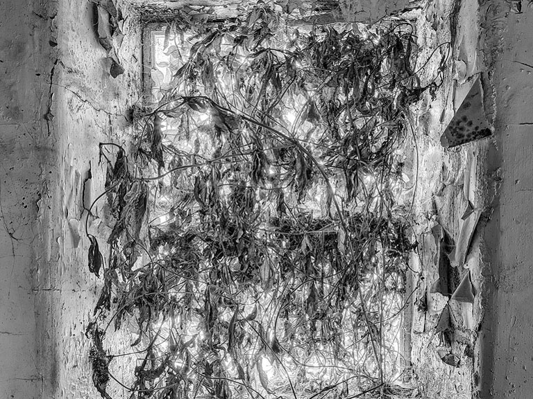 Black and white fine art photograph of Bolands Mill in Dublin, emphasising its industrial structures.