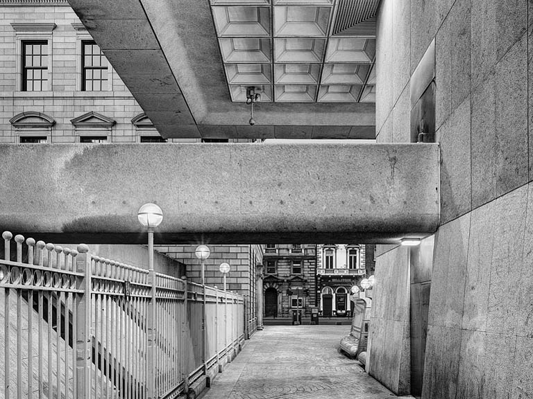 Fine art photograph of the Central Bank of Ireland building at dawn in Dublin city centre