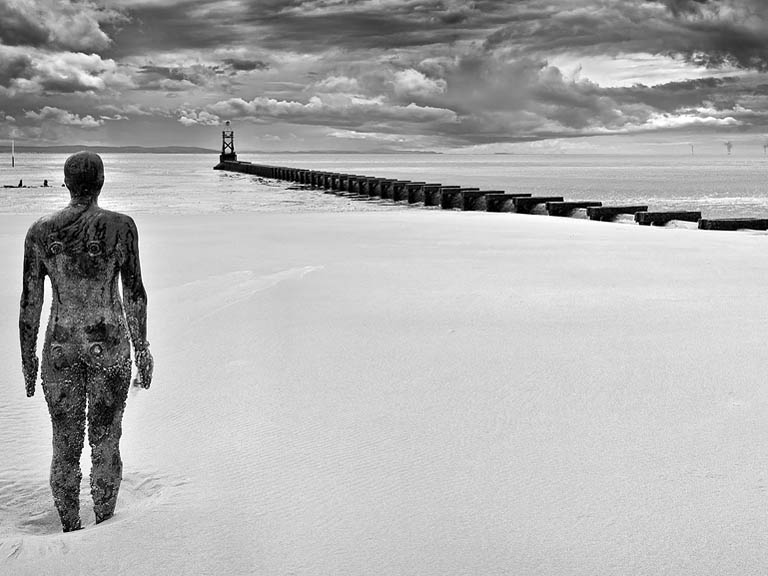 Fine art seascape from Crosby Beach near Liverpool, an understated coastal image that brings a sense of space into the room.