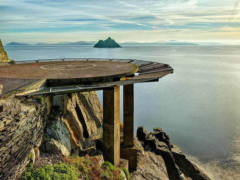 Landscape photograph of Skellig island headland in soft Atlantic light off the Kerry coast