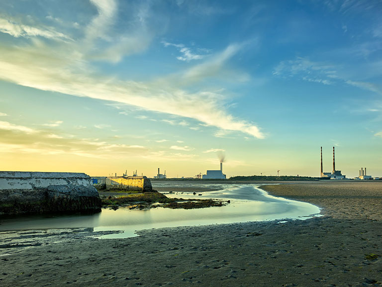 Sandymount Strand Baths on the shoreline of Dublin Bay at sunset, fine art seascape photograph