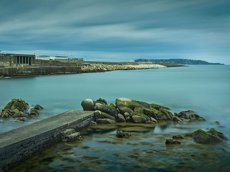 Fine art long exposure photograph taken from Dun Laoghaire East Pier looking across the harbour.